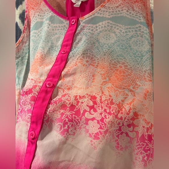 Candies Medium Sheer Pink Orange and Blue Tank​ - Picture 3 of 6